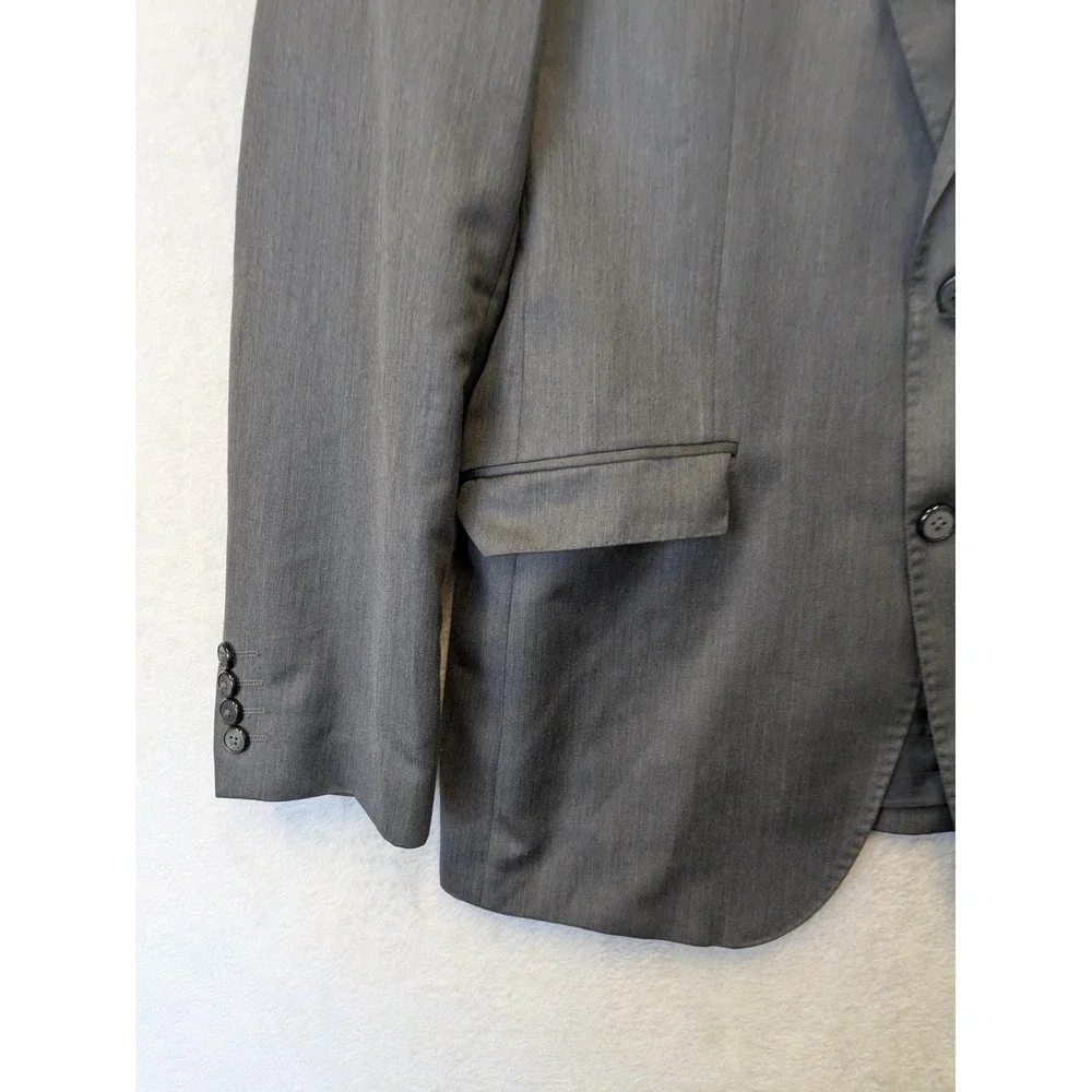 Zara Man Blazer‎ Men's 42 Gray Two Button Notch Lapel Slim Fit Professional